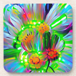 Posavasos Daisies abstractos neones con colores vivos
