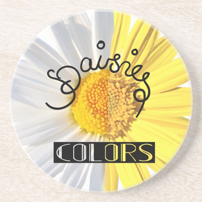 Posavasos Daisies, colores blanco y amarillo (Frente)