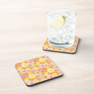 Posavasos Daisies de verano, galas de coral respaldadas por