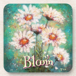 Posavasos Daisies Impressionistic Floral Teal Personalized