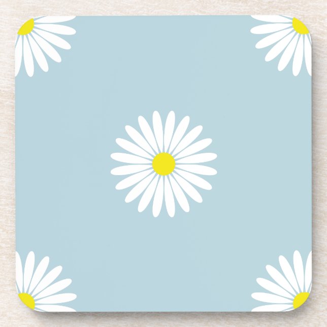 Posavasos Daisies Modelo Lg ilustrativo en azul pálido (Frente)