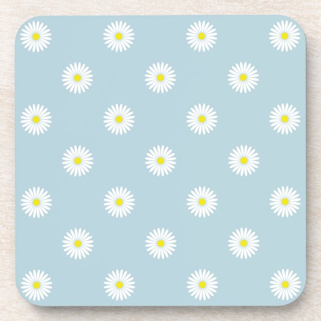 Posavasos Daisies Patrón Rpt ilustrativo en azul pálido (Frente)