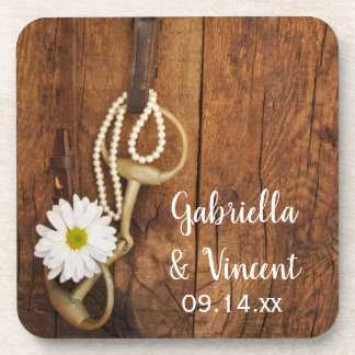 Posavasos Daisy blanco y Boda occidental del país de bit a c