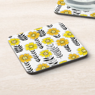 Posavasos Daisy doodles en amarillo y negro