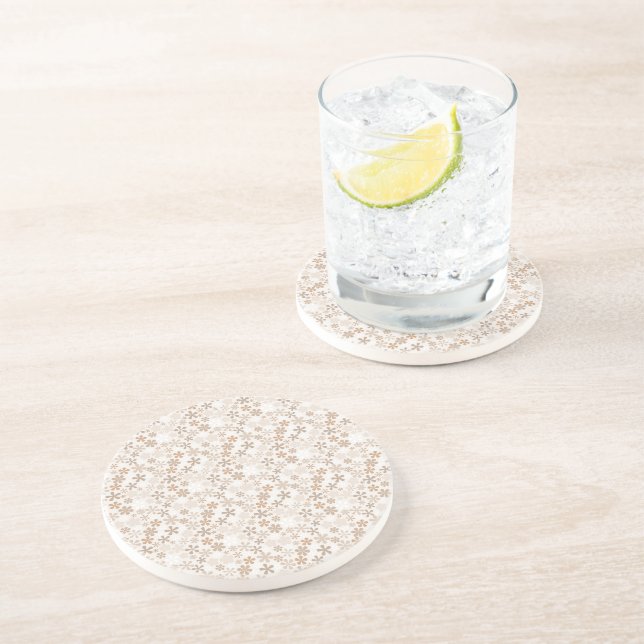 Posavasos Daisy Flowers Beige Floral Aesthetic Ditsy Tan (Lado)