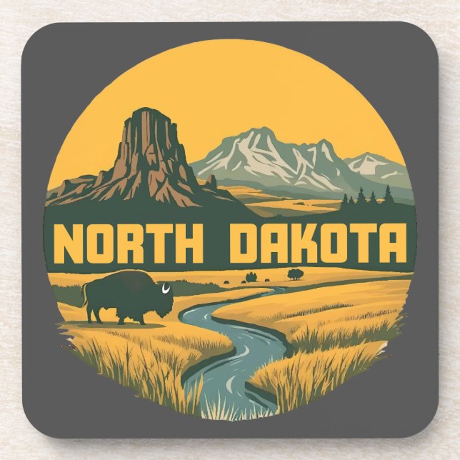 Posavasos Dakota del Norte Estados Unidos de América (Frente)