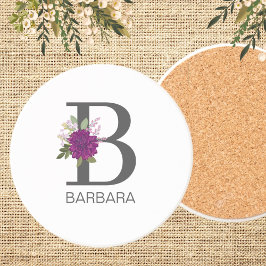 Posavasos Dalia de Burdeos Alfabeto Floral Letra Monograma  