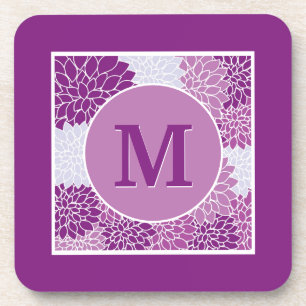 Posavasos Dalia Floral con Monograma Deep Purple