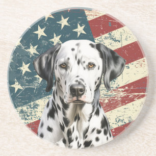 Posavasos Dálmata de la bandera americana grunge