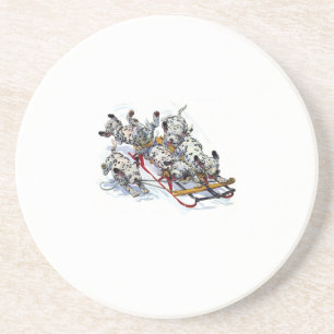 Posavasos Dalmatian Pups Sledding