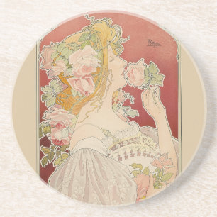 Posavasos Dama Art Nouveau Belle Époque Rosas Livemont
