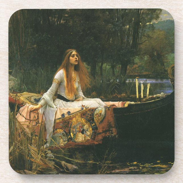 Posavasos Dama de Shalott en barco por John William Waterhou (Frente)