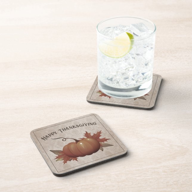 Posavasos Damasco de Calabaza de Acción de Gracias (Lado Derecho)