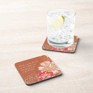 Posavasos Damasco Rojo Rusty con grandes flores