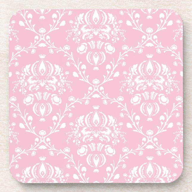 Posavasos Damasco rosa y blanco (Frente)