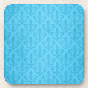 Posavasos Damask aqua blue fleur de lis conjunto de 6 gallos