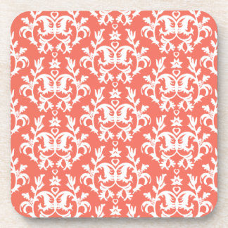 Posavasos Damask coral naranja gráfico blanco Kangaroo Paws