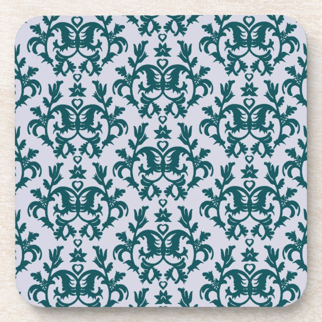 Posavasos Damask profundamente verde azulado "Kangaroo Paws" (Frente)