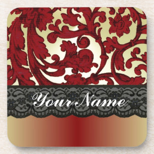Posavasos Dámaso rojo ladrillo y dorado
