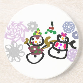 Posavasos Dance Snowman and Snowwoman