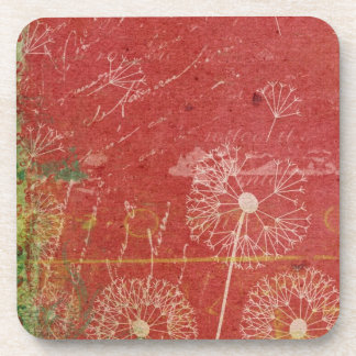Posavasos Dandelions toma el viento contra el cielo rosado R