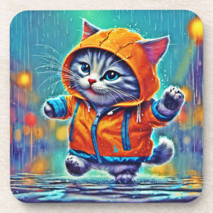 Posavasos Danza de gato en el día de lluvias