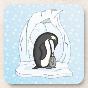 Posavasos Davin y Annie los Pingüinos Coaster Cuadrado