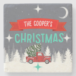 Posavasos de árbol de Navidad de piedra personaliz