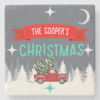 Posavasos de árbol de Navidad de piedra personaliz