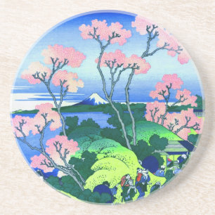 Posavasos De Arenisca 北 斎 Goten-Yama Hill Hokusai Cherry Blossom Bel