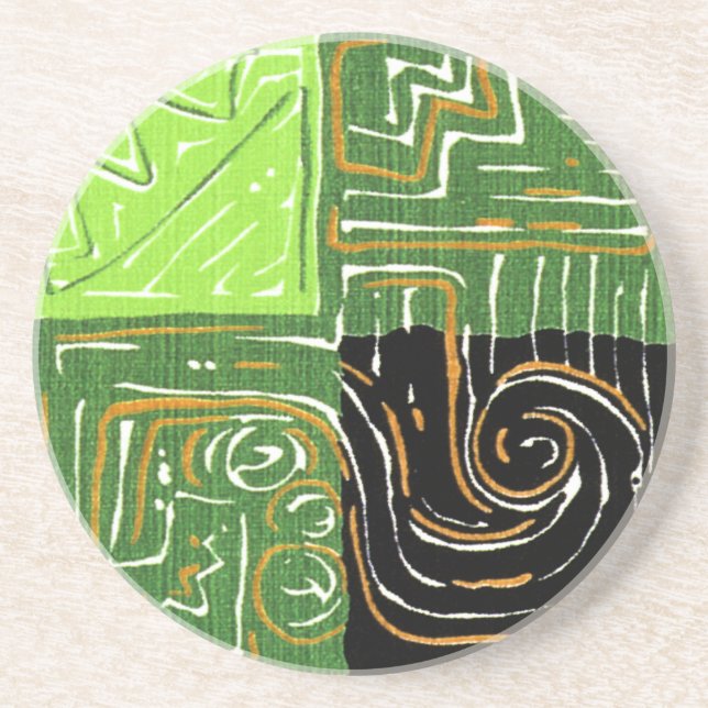 Posavasos De Arenisca 1 práctico de costa GEOMÉTRICO 4,5" CHARTREUSE (Frente)
