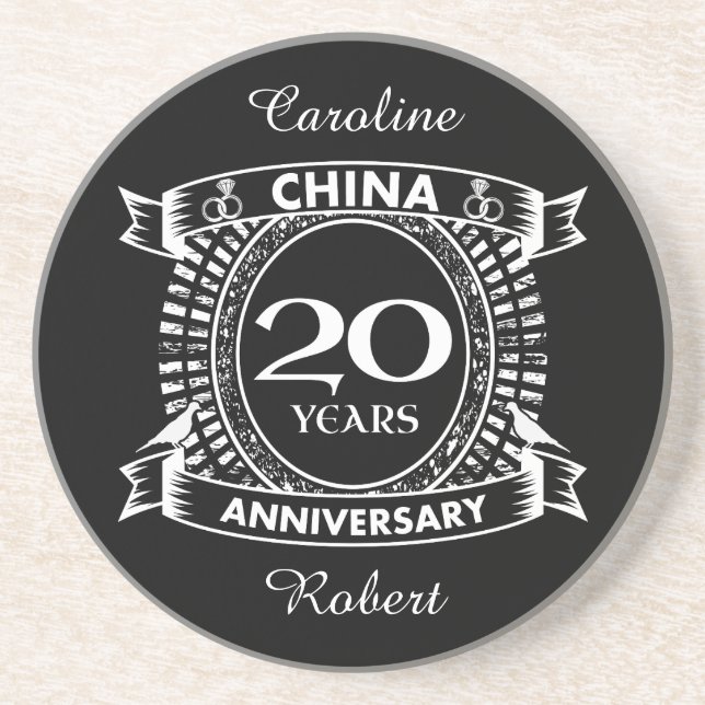 Posavasos De Arenisca 20.º aniversario de boda china (Frente)