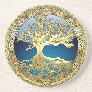 Posavasos De Arenisca [26] Árbol celta dorado de vida