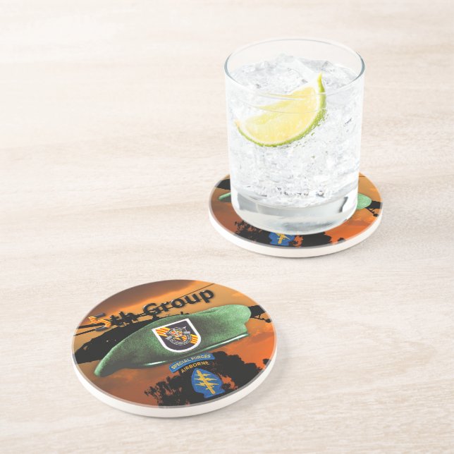 Posavasos De Arenisca 5.º Grupo de Fuerzas Especiales Berets Verdes SF S (Lado)