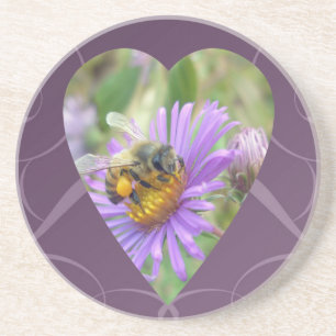 Posavasos De Arenisca Abeja de miel en el corazón de Asters de Caída