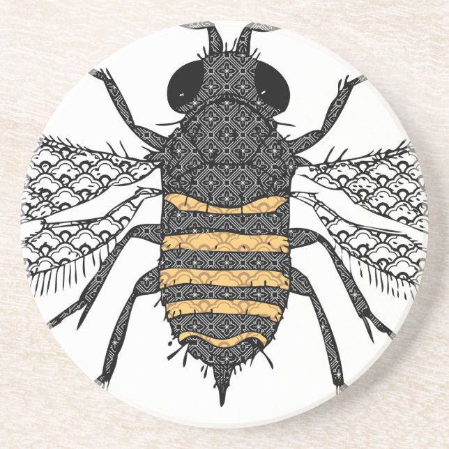 Posavasos De Arenisca abeja vintage (Frente)