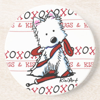 Posavasos De Arenisca ABRAZOS Y BESOS Westie Cojín para Perro