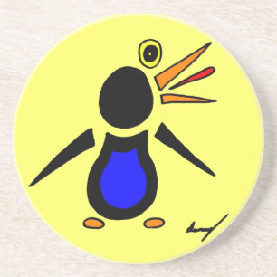 Posavasos De Arenisca Abstracto de la Pascua de Pingüino - Amarillo