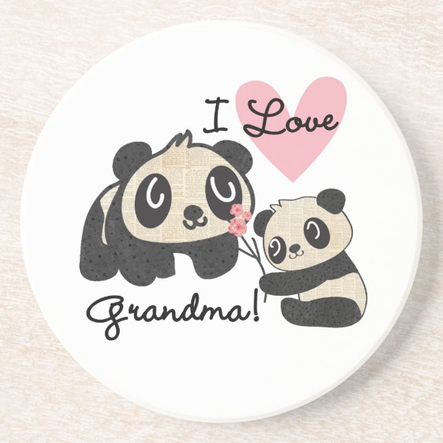 Posavasos De Arenisca Abuela del amor de los osos de panda I (Frente)