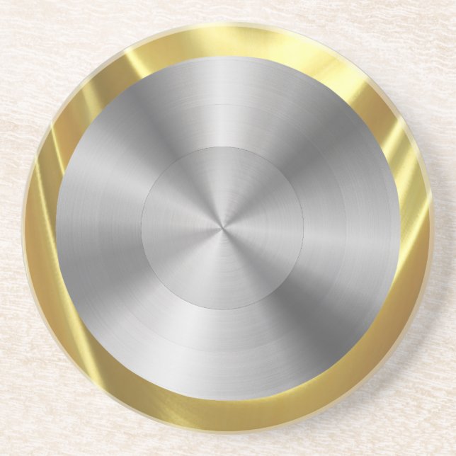 Posavasos De Arenisca Acero inoxidable look Gold Coaster (Frente)