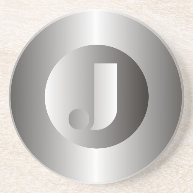 Posavasos De Arenisca Acero pulido "J" (Frente)