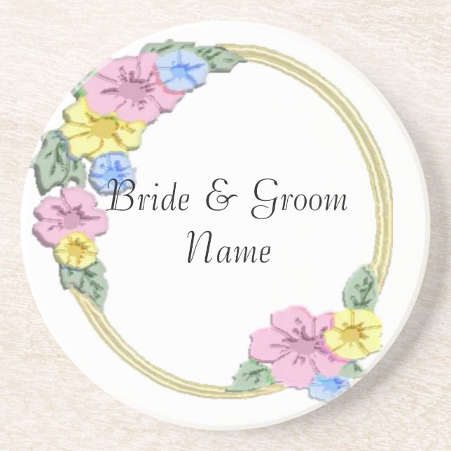Posavasos De Arenisca Acogida de Bodas Florales (Frente)