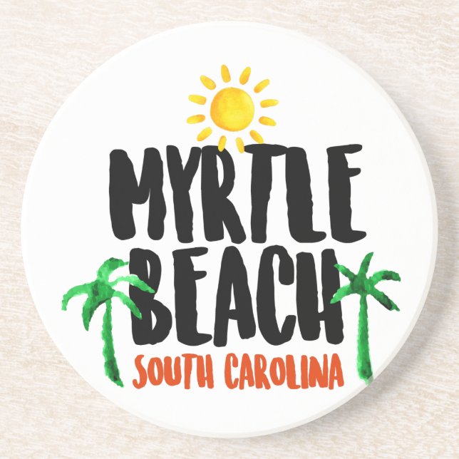 Posavasos De Arenisca Acuarela de Myrtle Beach (Frente)
