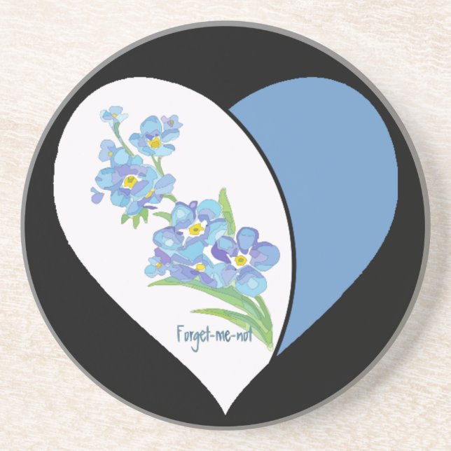 Posavasos De Arenisca Acuarela Olvídenme de no flor (Frente)