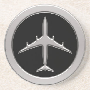 Posavasos De Arenisca Aeroplano del jet del cromo