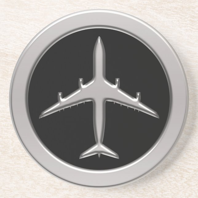 Posavasos De Arenisca Aeroplano del jet del cromo (Frente)