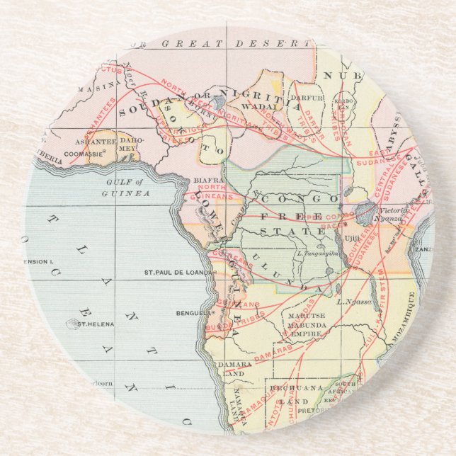 POSAVASOS DE ARENISCA ÁFRICA: MAPA, 1894 (Frente)