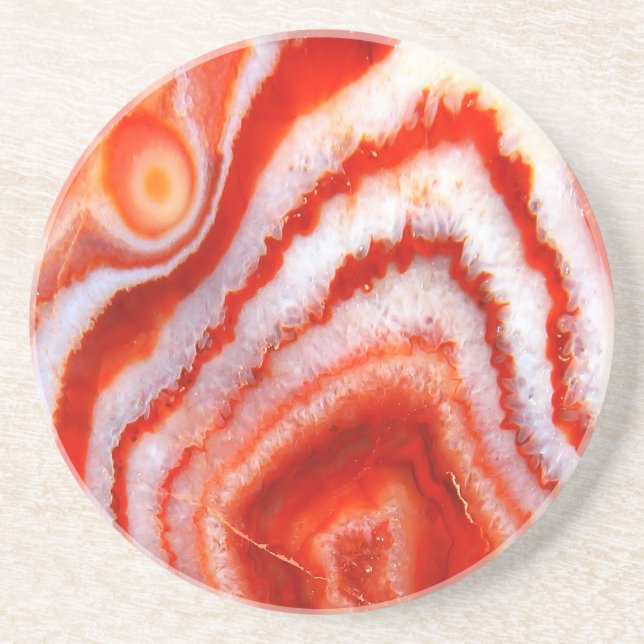 Posavasos De Arenisca Agate, Naranja de sangre caído. (Frente)
