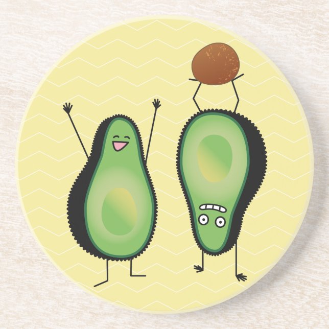 Posavasos De Arenisca Aguacate divertido aguacero verde (Frente)