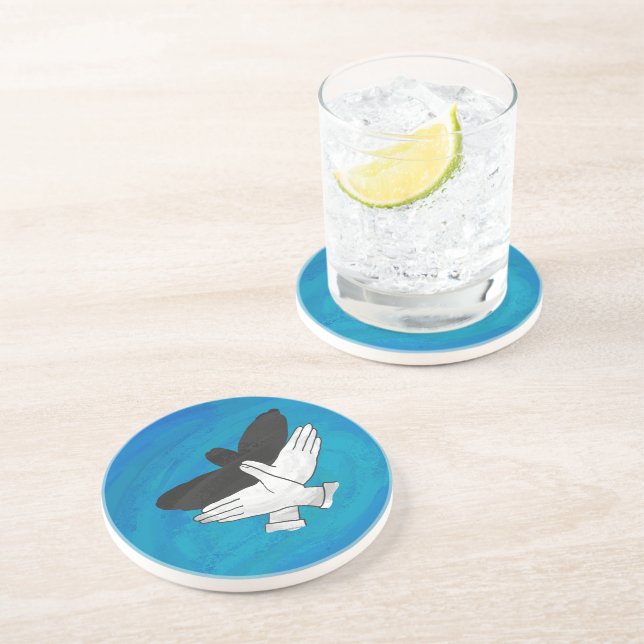 Posavasos De Arenisca Águila Sombra Sobre El Azul (Lado)
